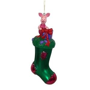 Disney Pooh Piglet Christmast Holiday Mouth Blown Ornament